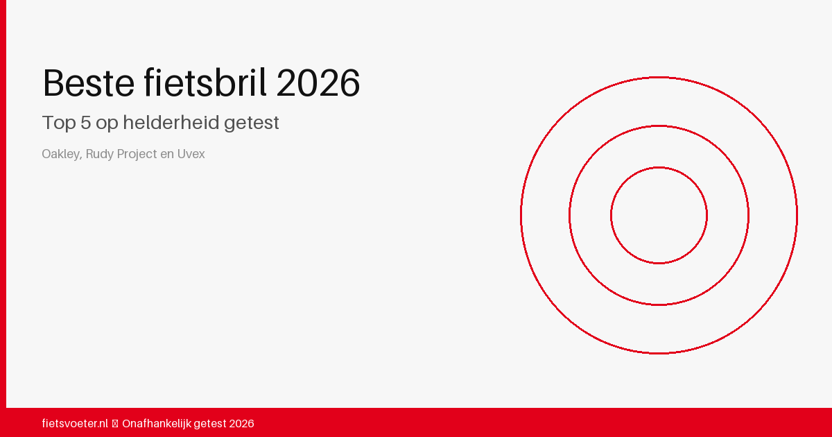 Vijf fietsbrillen naast elkaar — beste fietsbril 2026 vergelijking Oakley Rudy Project Fietsvoeter.nl