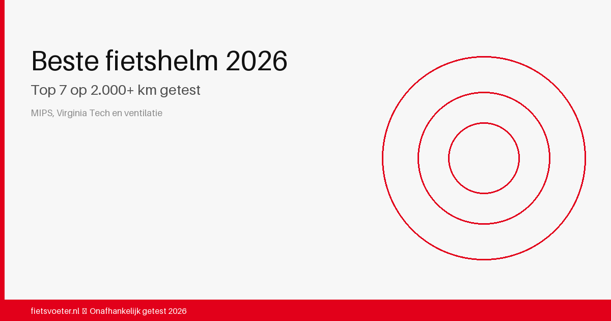 Zeven fietshelmen naast elkaar op een witte tafel — beste fietshelm 2026 vergelijking Fietsvoeter.nl