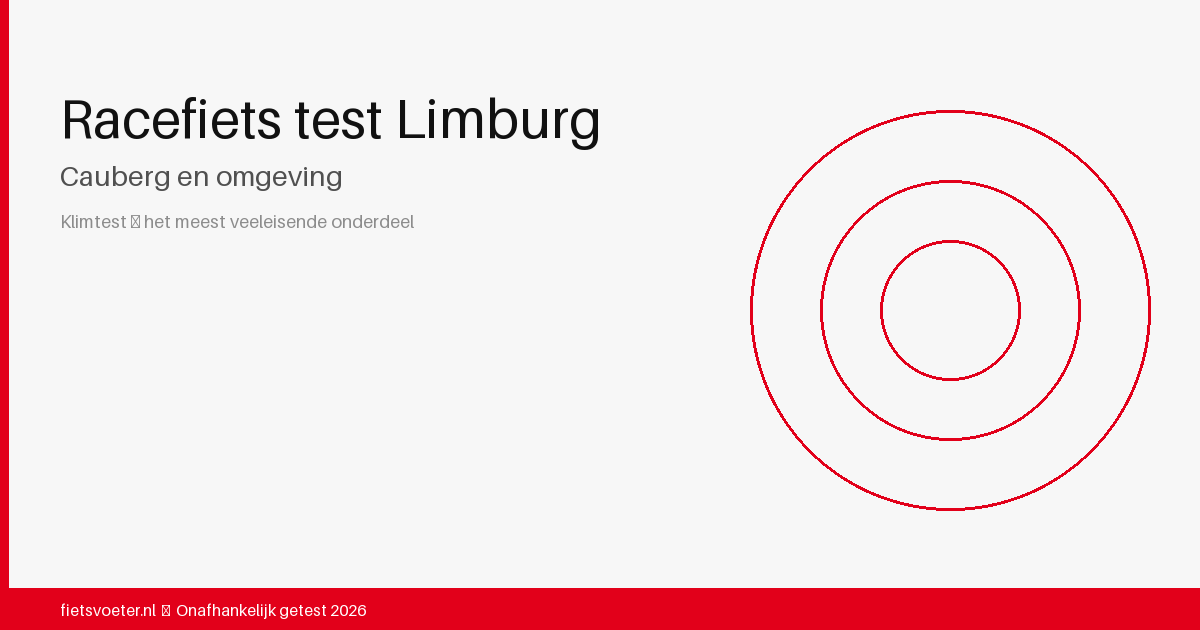 Wielrenner op racefiets klimt een heuvel in Limburg — racefiets test 2026 Fietsvoeter.nl